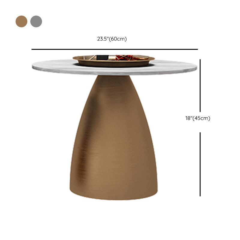 Glam Round Slate Cocktail Table Tray Top Brushed Metal Coffee Table Clearhalo 'Coffee & Accent Tables' 'Coffee Tables' 'coffee_tables' 'furn' 'furn_coffee_tables' 'Furniture' 'Living Room Furniture' 6217556
