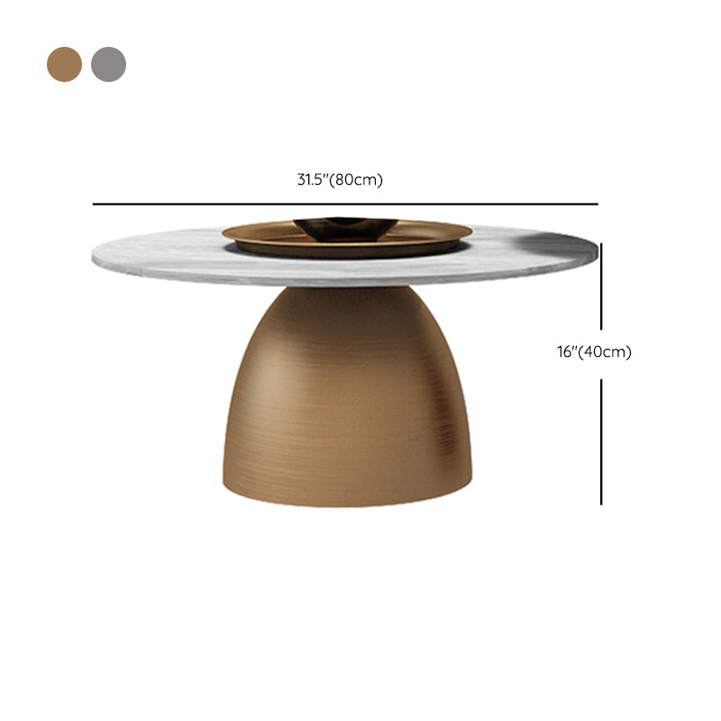 Glam Round Slate Cocktail Table Tray Top Brushed Metal Coffee Table Clearhalo 'Coffee & Accent Tables' 'Coffee Tables' 'coffee_tables' 'furn' 'furn_coffee_tables' 'Furniture' 'Living Room Furniture' 6217557