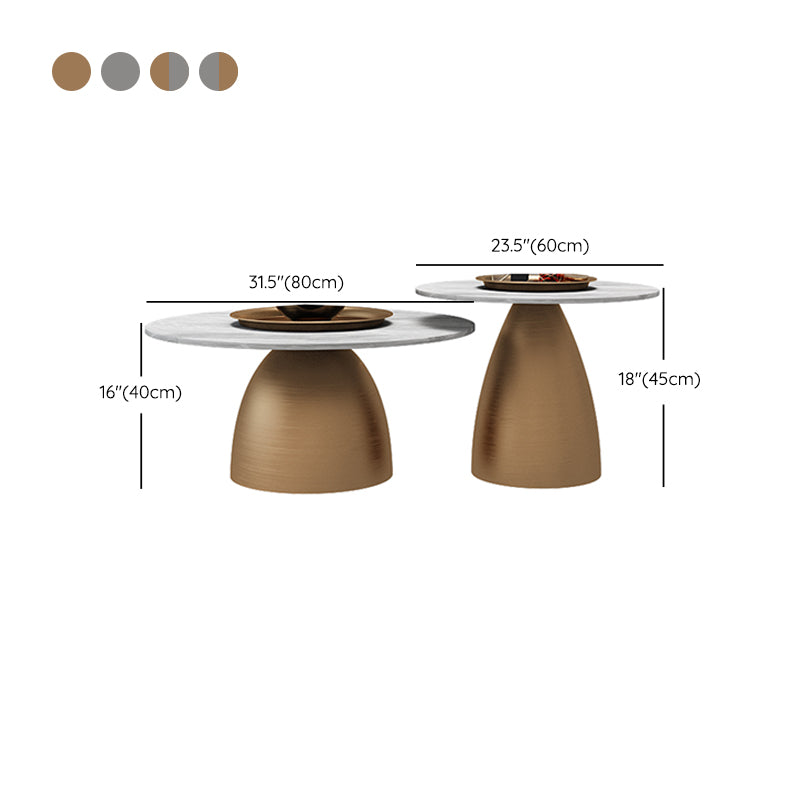 Glam Round Slate Cocktail Table Tray Top Brushed Metal Coffee Table Clearhalo 'Coffee & Accent Tables' 'Coffee Tables' 'coffee_tables' 'furn' 'furn_coffee_tables' 'Furniture' 'Living Room Furniture' 6217558