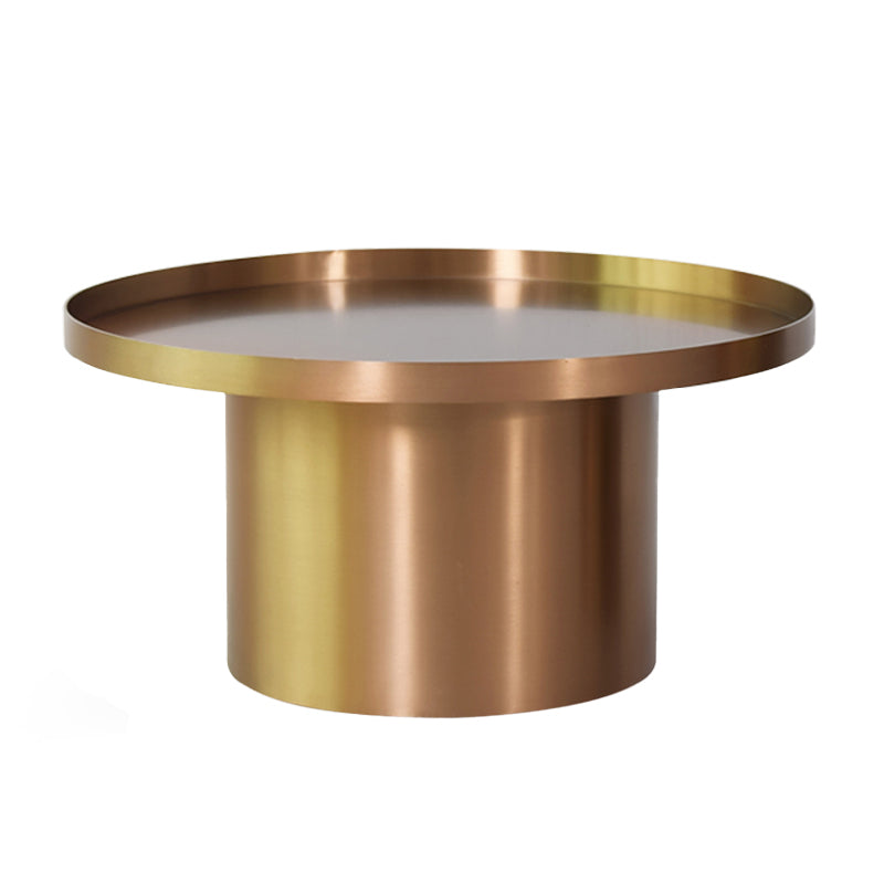 Mid-Century Modern Steel Coffee Table Pedestal Tray Top Cocktail Table 24"L x 24"W x 12"H Gold Clearhalo 'Coffee & Accent Tables' 'Coffee Tables' 'coffee_tables' 'furn' 'furn_coffee_tables' 'Furniture' 'Living Room Furniture' 6217563