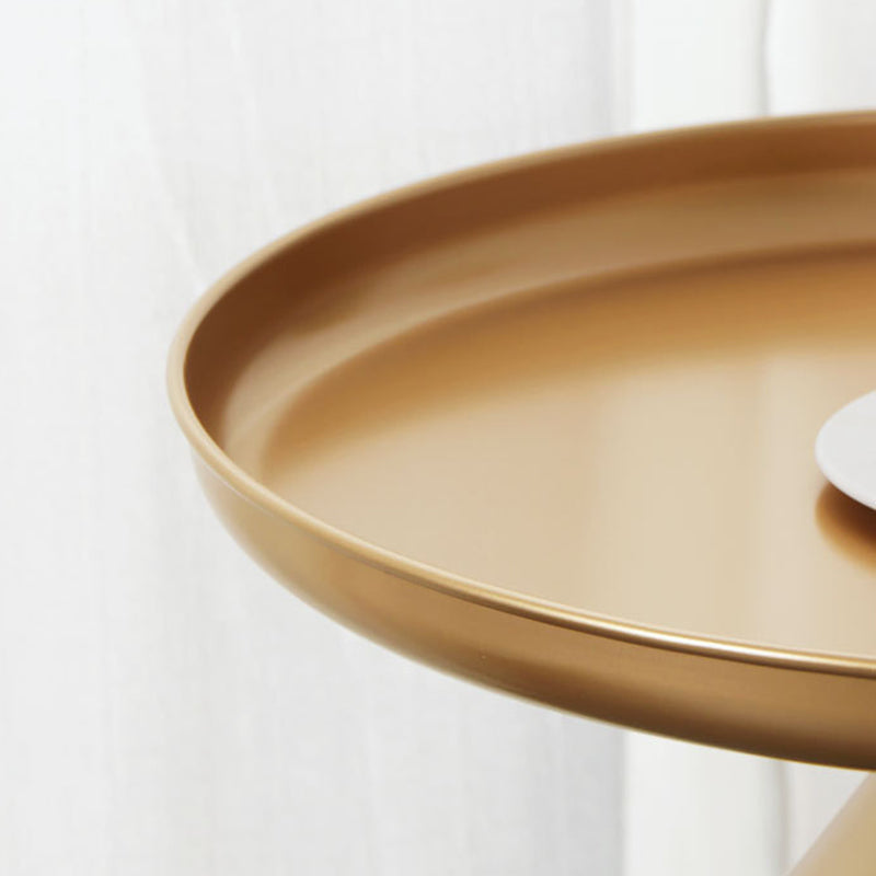 Mesa de centro con tapa de bandeja de metal Mesa de cóctel con pedestal de vidrio Mid-Century