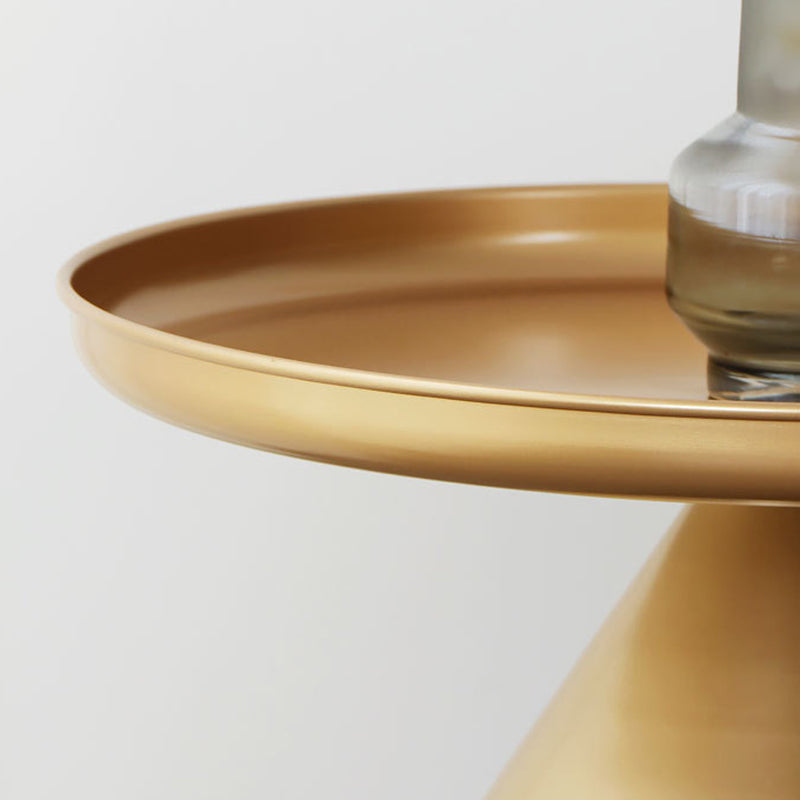 Mesa de centro con tapa de bandeja de metal Mesa de cóctel con pedestal de vidrio Mid-Century