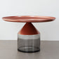 Mesa de centro con tapa de bandeja de metal Mesa de cóctel con pedestal de vidrio Mid-Century