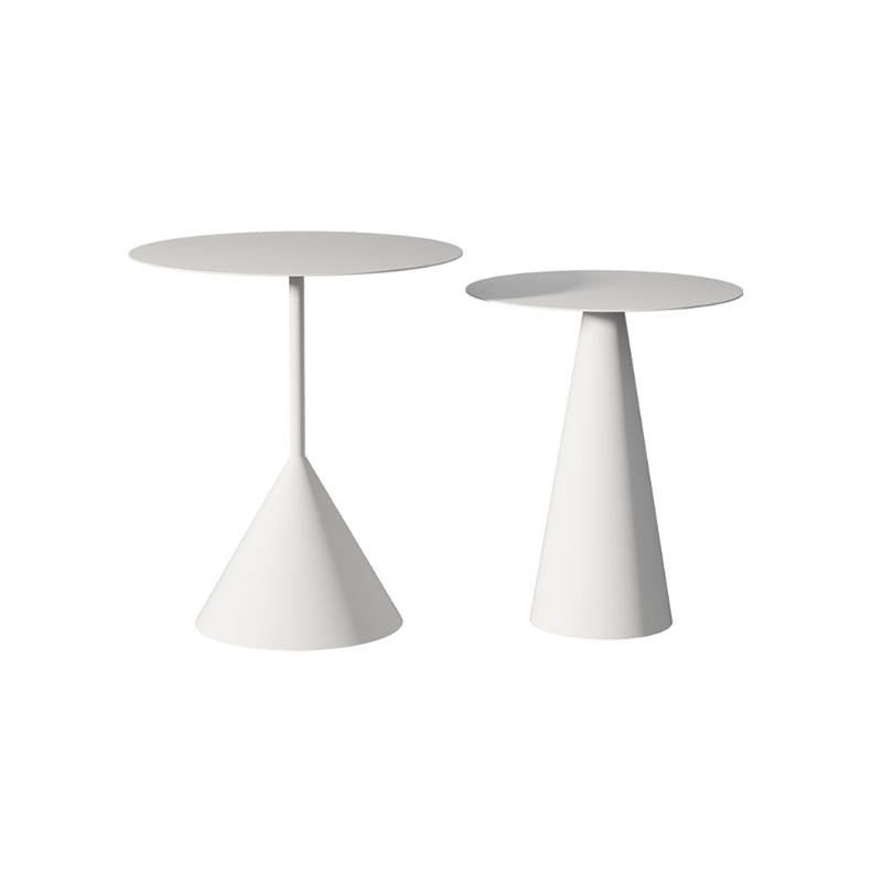 Pedestal Cocktail Table Set Mid-Century Metal Round Coffee Table 19"L x 19"W x 22"H + 16"L x 16"W x 20"H White Clearhalo 'Coffee & Accent Tables' 'Coffee Tables' 'coffee_tables' 'furn' 'furn_coffee_tables' 'Furniture' 'Living Room Furniture' 6217625