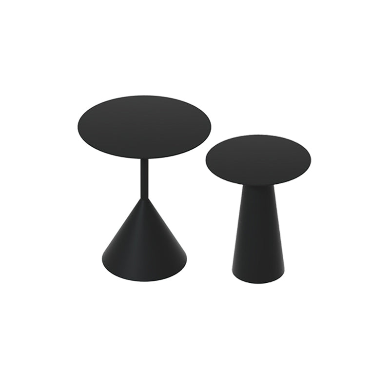 Pedestal Cocktail Table Set Mid-Century Metal Round Coffee Table 19"L x 19"W x 22"H + 16"L x 16"W x 20"H Black Clearhalo 'Coffee & Accent Tables' 'Coffee Tables' 'coffee_tables' 'furn' 'furn_coffee_tables' 'Furniture' 'Living Room Furniture' 6217629