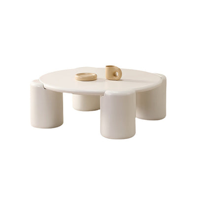 Table basse ronde en bois d'ingénierie Table de cocktail moderne à 4 pieds