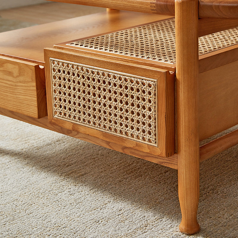 4 Legs Coffee Table with Shelf Modern Glass Top Cocktail Table Clearhalo 'Coffee & Accent Tables' 'Coffee Tables' 'coffee_tables' 'furn' 'furn_coffee_tables' 'Furniture' 'Living Room Furniture' 6217673