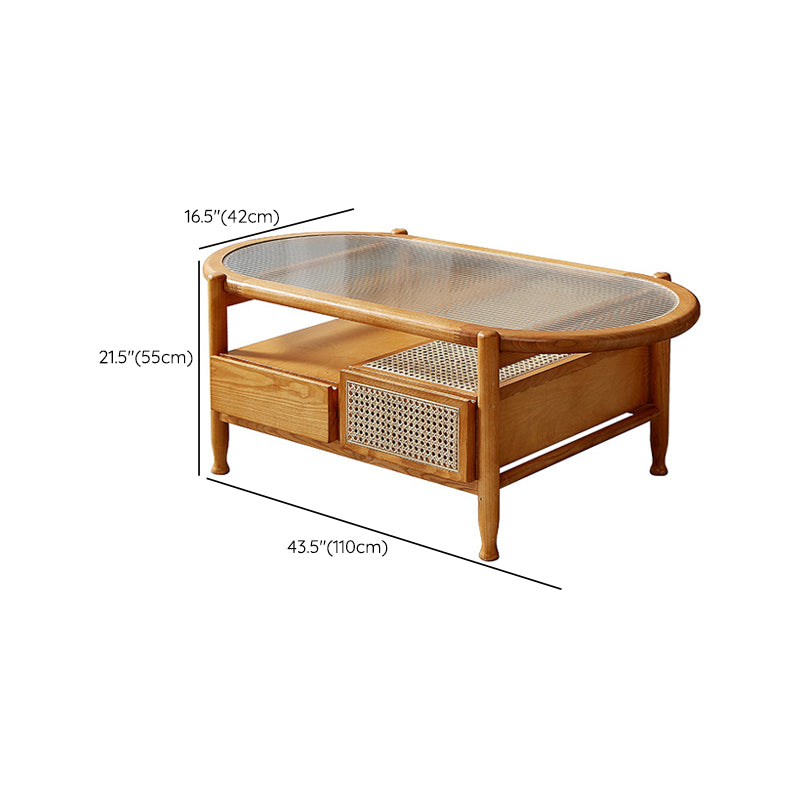 4 Legs Coffee Table with Shelf Modern Glass Top Cocktail Table Clearhalo 'Coffee & Accent Tables' 'Coffee Tables' 'coffee_tables' 'furn' 'furn_coffee_tables' 'Furniture' 'Living Room Furniture' 6217679