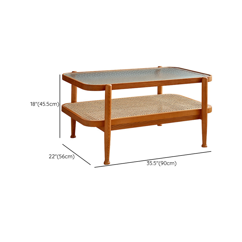 4 Legs Coffee Table with Shelf Modern Glass Top Cocktail Table Clearhalo 'Coffee & Accent Tables' 'Coffee Tables' 'coffee_tables' 'furn' 'furn_coffee_tables' 'Furniture' 'Living Room Furniture' 6217681
