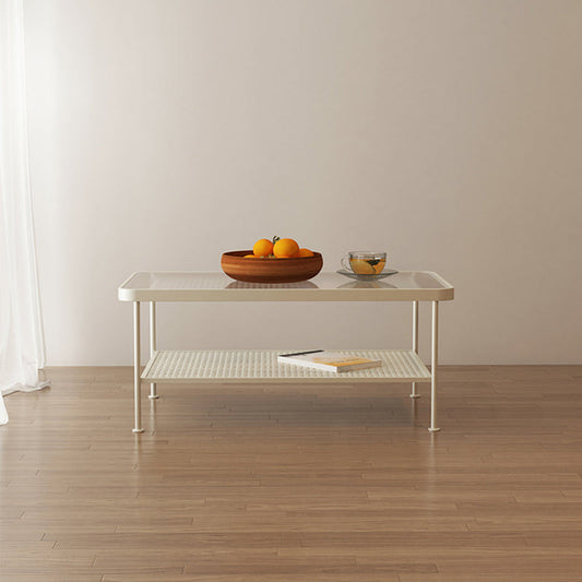 ガラスモダンな長方形のコーヒーテーブル棚4脚カクテルテーブル付き