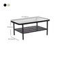 Glass Modern Rectangular Coffee Table with Shelf 4 Legs Cocktail Table