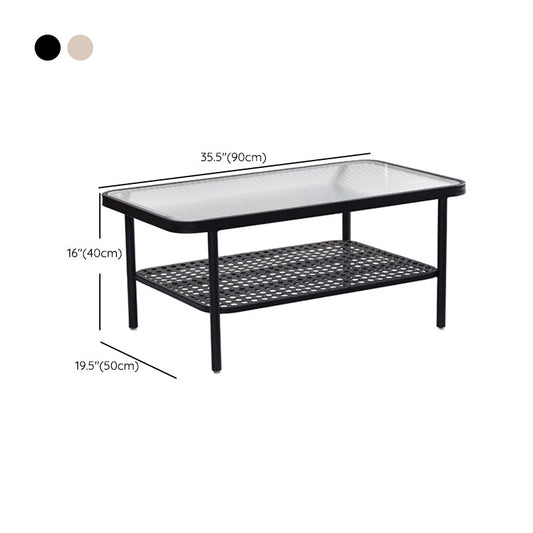 ガラスモダンな長方形のコーヒーテーブル棚4脚カクテルテーブル付き