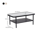 Glas moderner rechteckiger Couchtisch mit Regal 4 Bein Cocktailtisch