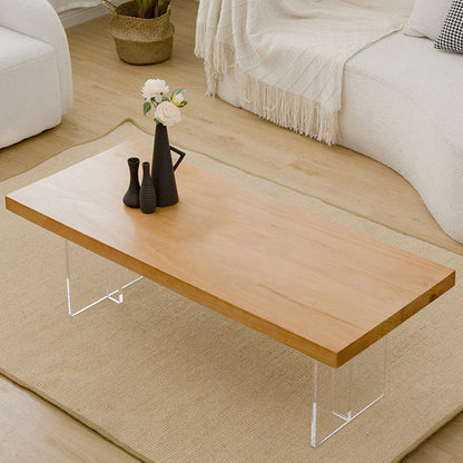 Scandinavian Sled Coffee Table Rectangular Wood Cocktail Table