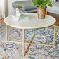 Modern Round Slate Coffee Table Cross Legs Cocktail Table in Gold 31.5"L x 31.5"W x 17.7"H Clearhalo 'Coffee & Accent Tables' 'Coffee Tables' 'coffee_tables' 'furn' 'furn_coffee_tables' 'Furniture' 'Living Room Furniture' 6217715