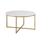 Modern Round Slate Coffee Table Cross Legs Cocktail Table in Gold Clearhalo 'Coffee & Accent Tables' 'Coffee Tables' 'coffee_tables' 'furn' 'furn_coffee_tables' 'Furniture' 'Living Room Furniture' 6217717