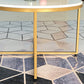 Modern Round Slate Coffee Table Cross Legs Cocktail Table in Gold Clearhalo 'Coffee & Accent Tables' 'Coffee Tables' 'coffee_tables' 'furn' 'furn_coffee_tables' 'Furniture' 'Living Room Furniture' 6217718
