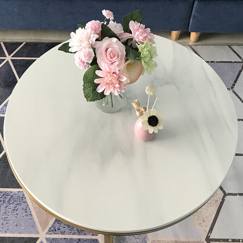 Modern Round Slate Coffee Table Cross Legs Cocktail Table in Gold Clearhalo 'Coffee & Accent Tables' 'Coffee Tables' 'coffee_tables' 'furn' 'furn_coffee_tables' 'Furniture' 'Living Room Furniture' 6217719