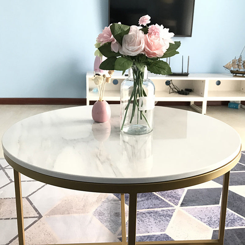 Modern Round Slate Coffee Table Cross Legs Cocktail Table in Gold Clearhalo 'Coffee & Accent Tables' 'Coffee Tables' 'coffee_tables' 'furn' 'furn_coffee_tables' 'Furniture' 'Living Room Furniture' 6217720