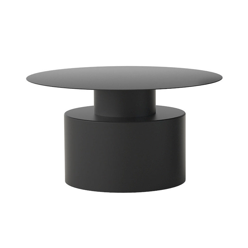 Round Iron Coffee Table Mid-Century Pedestal 2 Pieces Cocktail Table Set 31.5"L x 31.5"W x 17"H Black Clearhalo 'Coffee & Accent Tables' 'Coffee Tables' 'coffee_tables' 'furn' 'furn_coffee_tables' 'Furniture' 'Living Room Furniture' 6217741