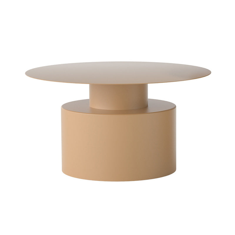 Round Iron Coffee Table Mid-Century Pedestal 2 Pieces Cocktail Table Set 31.5"L x 31.5"W x 17"H Apricot Clearhalo 'Coffee & Accent Tables' 'Coffee Tables' 'coffee_tables' 'furn' 'furn_coffee_tables' 'Furniture' 'Living Room Furniture' 6217745