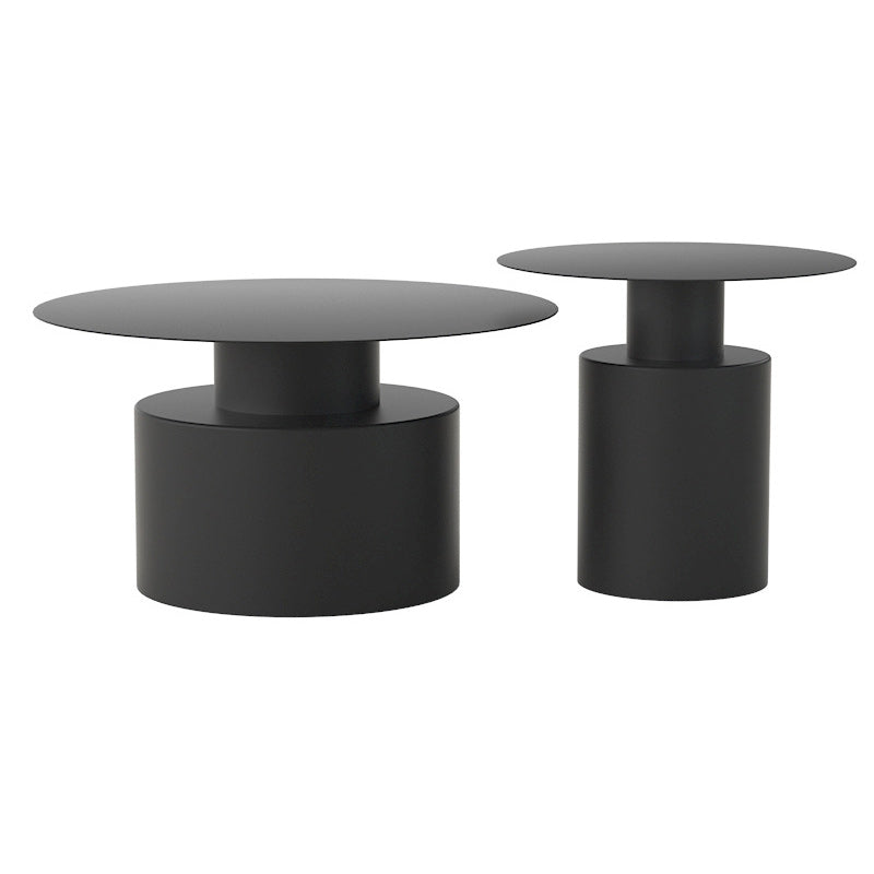 Round Iron Coffee Table Mid-Century Pedestal 2 Pieces Cocktail Table Set Clearhalo 'Coffee & Accent Tables' 'Coffee Tables' 'coffee_tables' 'furn' 'furn_coffee_tables' 'Furniture' 'Living Room Furniture' 6217748