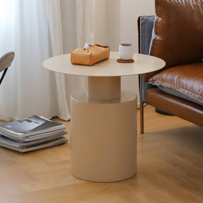Round Iron Coffee Table Mid-Century Pedestal 2 Pieces Cocktail Table Set 22"L x 22"W x 20"H Apricot Clearhalo 'Coffee & Accent Tables' 'Coffee Tables' 'coffee_tables' 'furn' 'furn_coffee_tables' 'Furniture' 'Living Room Furniture' 6217754