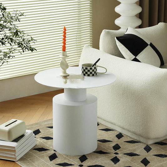 丸い鉄のコーヒーテーブルミッドセンチュリーペデスタル2ピースカクテルテーブルセット