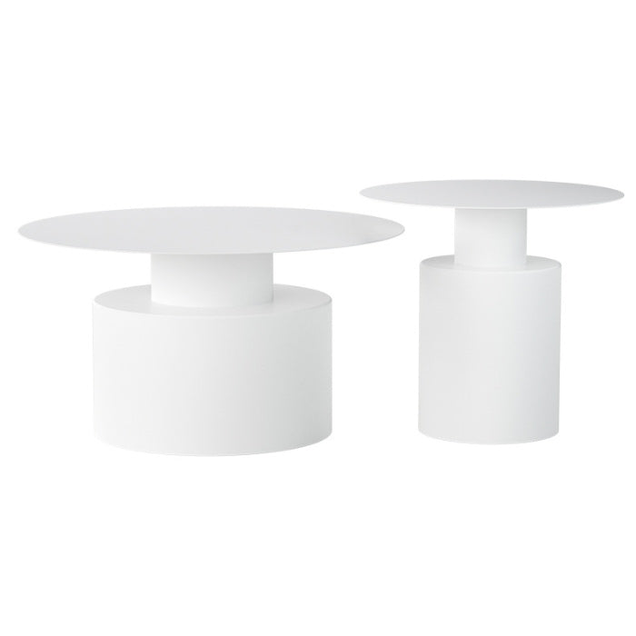 Round Iron Coffee Table Mid-Century Pedestal 2 Pieces Cocktail Table Set Clearhalo 'Coffee & Accent Tables' 'Coffee Tables' 'coffee_tables' 'furn' 'furn_coffee_tables' 'Furniture' 'Living Room Furniture' 6217757
