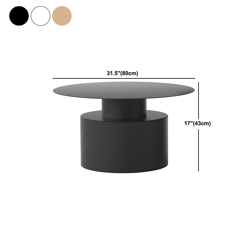 Round Iron Coffee Table Mid-Century Pedestal 2 Pieces Cocktail Table Set Clearhalo 'Coffee & Accent Tables' 'Coffee Tables' 'coffee_tables' 'furn' 'furn_coffee_tables' 'Furniture' 'Living Room Furniture' 6217760