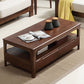 Nordic Solid Wood Coffee Table 4-Drawer 1-Shelf Cocktail Table
