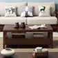 Nordic Solid Wood Coffee Table 4-Drawer 1-Shelf Cocktail Table