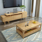 Nordic Solid Wood Coffee Table 4-Drawer 1-Shelf Cocktail Table