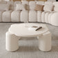 Mesa de cóctel contemporánea de madera redonda, mesa de centro blanca de 4 patas, 13,8" de alto
