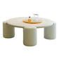 Mesa de cóctel contemporánea de madera redonda, mesa de centro blanca de 4 patas, 13,8" de alto