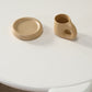 Mesa de cóctel contemporánea de madera redonda, mesa de centro blanca de 4 patas, 13,8" de alto