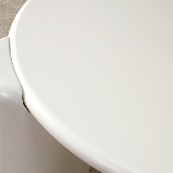 Mesa de cóctel contemporánea de madera redonda, mesa de centro blanca de 4 patas, 13,8" de alto