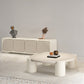 Mesa de cóctel contemporánea de madera redonda, mesa de centro blanca de 4 patas, 13,8" de alto
