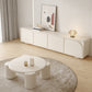 Mesa de cóctel contemporánea de madera redonda, mesa de centro blanca de 4 patas, 13,8" de alto