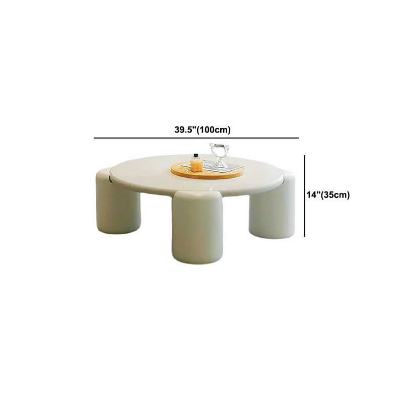 Mesa de cóctel contemporánea de madera redonda, mesa de centro blanca de 4 patas, 13,8" de alto