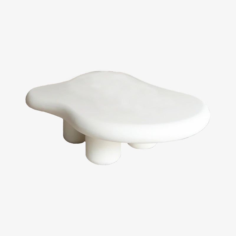 Nordic Irregular 4 Legs Coffee Table 11.8" H Wood Cocktail Table 39"L x 28"W x 12"H White Clearhalo 'Coffee & Accent Tables' 'Coffee Tables' 'coffee_tables' 'furn' 'furn_coffee_tables' 'Furniture' 'Living Room Furniture' 6217839