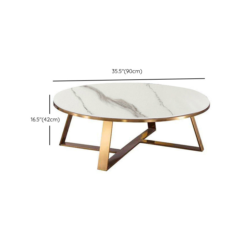 Luxurious Coffee Table Metal Cross Legs Cocktail Table in Gold