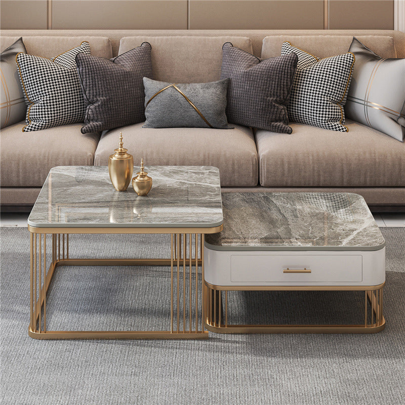 Frame Base 2 Nesting Coffee Table with Storage Metal Coffee Table Set Clearhalo 'Coffee & Accent Tables' 'Coffee Tables' 'coffee_tables' 'furn' 'furn_coffee_tables' 'Furniture' 'Living Room Furniture' 6217998
