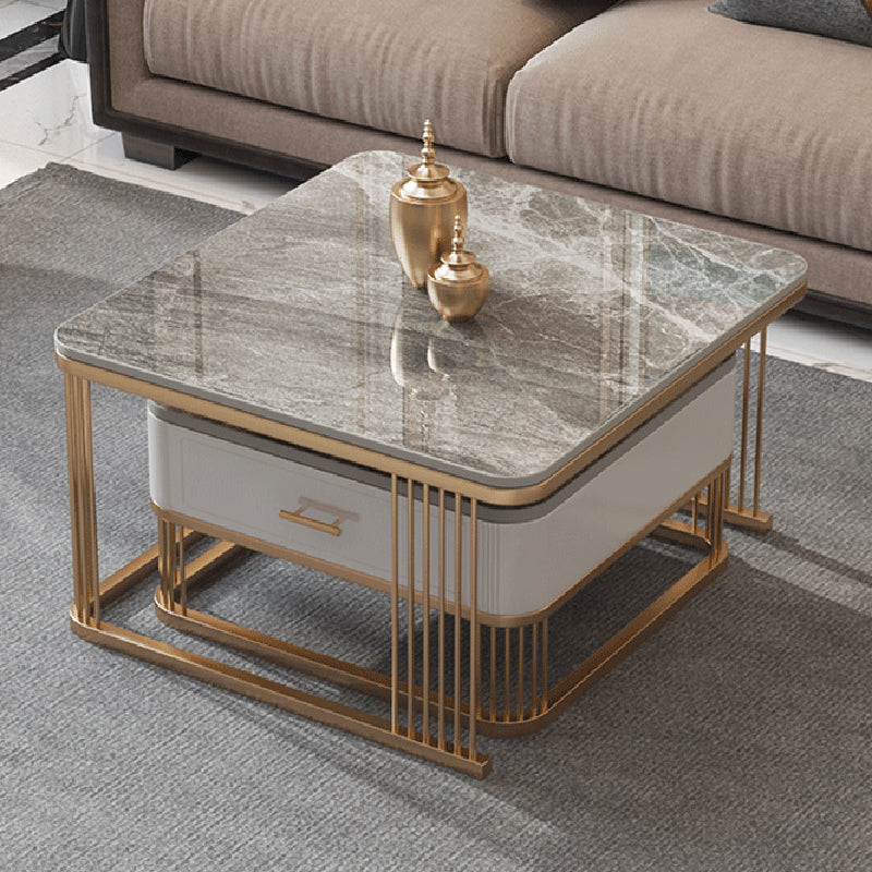 Frame Base 2 Nesting Coffee Table with Storage Metal Coffee Table Set Clearhalo 'Coffee & Accent Tables' 'Coffee Tables' 'coffee_tables' 'furn' 'furn_coffee_tables' 'Furniture' 'Living Room Furniture' 6218005