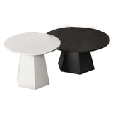 Mid-Century Iron Round Pedestal Coffee Cocktail Table Set in Black & White