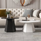 Mid-Century Iron Round Pedestal Coffee Cocktail Table Set in Black & White