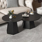 Mid-Century Iron Round Pedestal Coffee Cocktail Table Set in Black & White