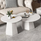 Mid-Century Iron Round Pedestal Coffee Cocktail Table Set in Black & White