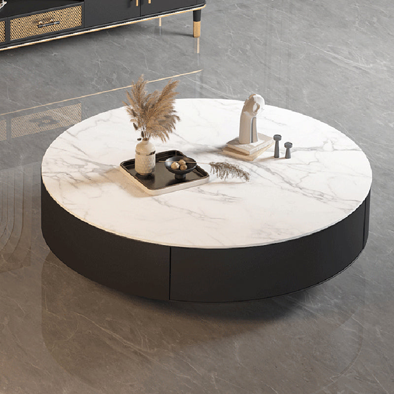 Metal Drum Coffee Table with Storage Round Cocktail Table in Black Clearhalo 'Coffee & Accent Tables' 'Coffee Tables' 'coffee_tables' 'furn' 'furn_coffee_tables' 'Furniture' 'Living Room Furniture' 6218029