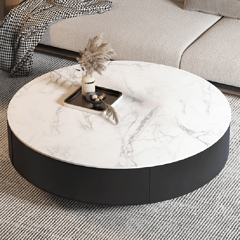 Metal Drum Coffee Table with Storage Round Cocktail Table in Black Clearhalo 'Coffee & Accent Tables' 'Coffee Tables' 'coffee_tables' 'furn' 'furn_coffee_tables' 'Furniture' 'Living Room Furniture' 6218030